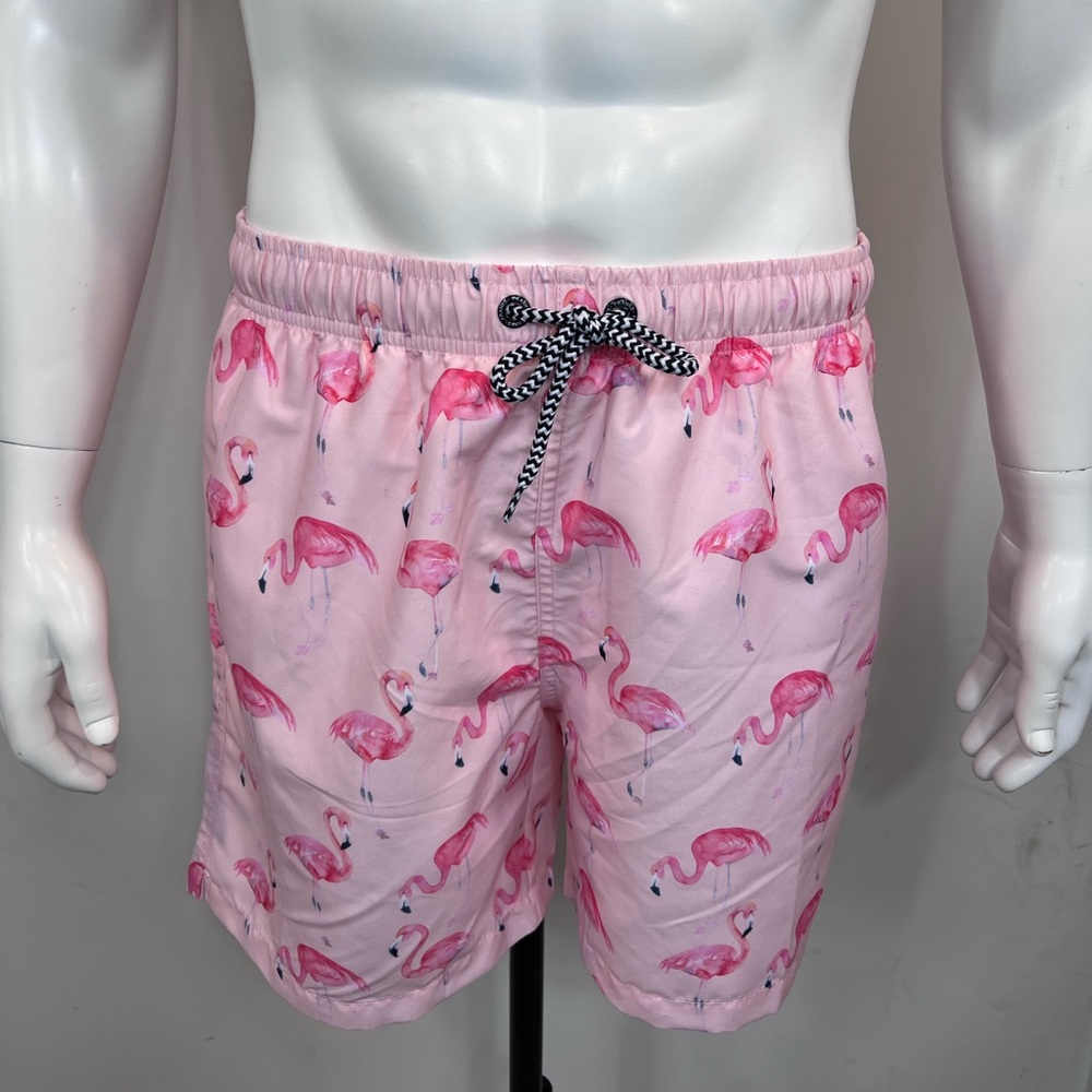 FRANKS LARGE “TAMPA PINK” SWIMMING TRUNKS,WITH MESH SUPPORT, FLAMINGO PRINTS